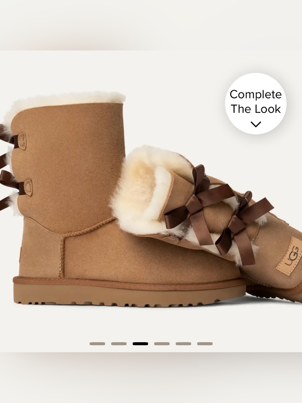 UGG Bailey Bow II Water Resistant Suede Fur Light Brown Boots Sz 9 EUC - Picture 5 of 16